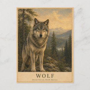 Wolf Boreal Forest VINTAGE Postcard