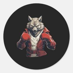 Wolf Boxer Boxing Mixed Martial Arts Kickboxing _1 Classic Round Sticker