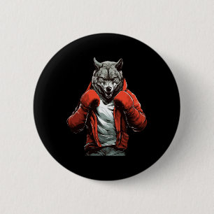Wolf Boxer Boxing Mixed Martial Arts Kickboxing 6 Cm Round Badge