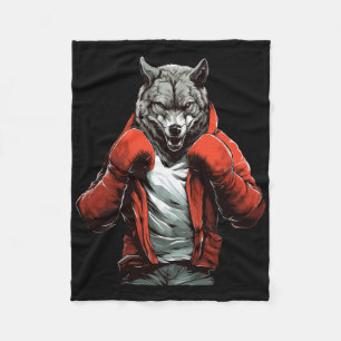 Wolf Boxer Boxing Mixed Martial Arts Kickboxing  Fleece Blanket
