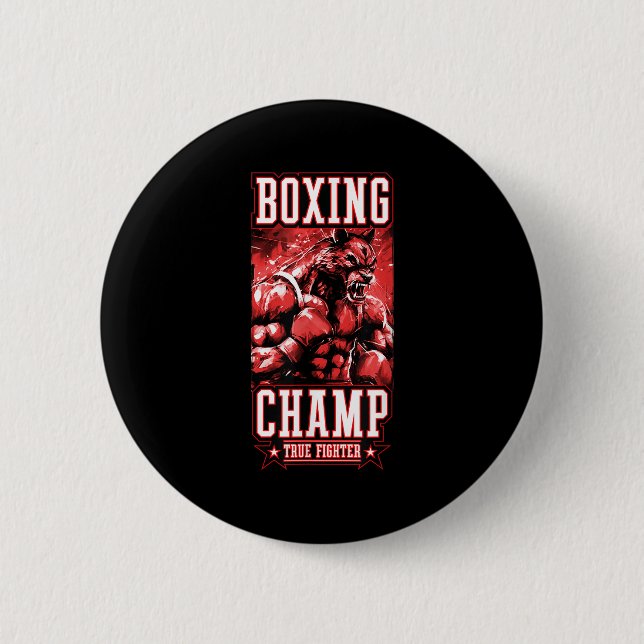Wolf Boxing Champ _ Boxer Fighter Motivation  6 Cm Round Badge (Front)