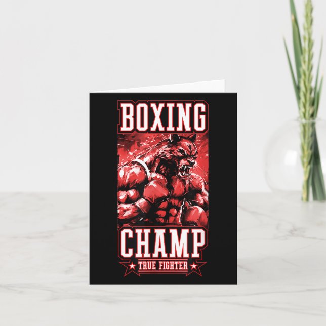 Wolf Boxing Champ _ Boxer Fighter Motivation  Card (Front)