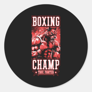 Wolf Boxing Champ _ Boxer Fighter Motivation Classic Round Sticker