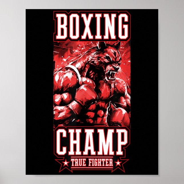 Wolf Boxing Champ _ Boxer Fighter Motivation  Poster (Front)