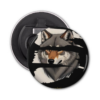 Wolf Button Bottle Opener