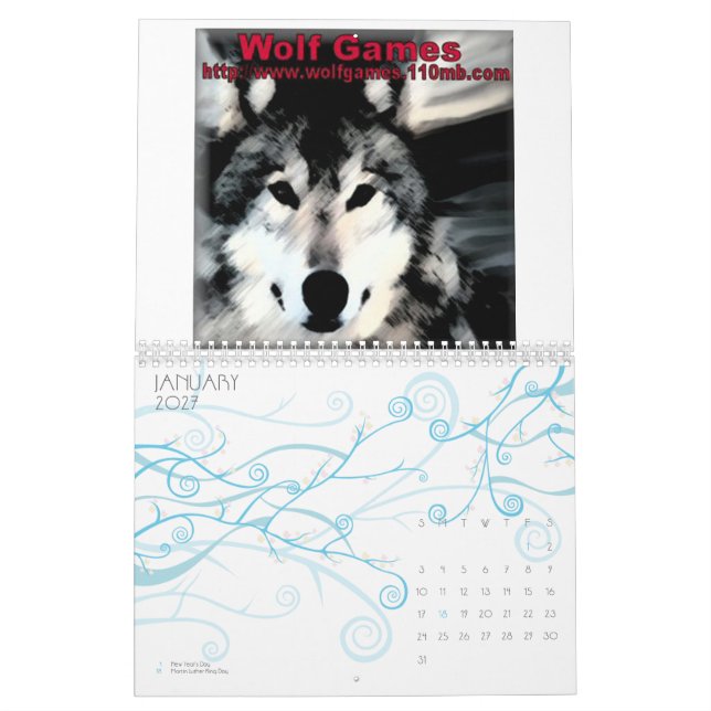 Wolf Calander Calendar (Jan 2027)