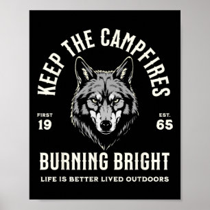Wolf Camping Hiking Outdoors Trail Walking Campfir Poster