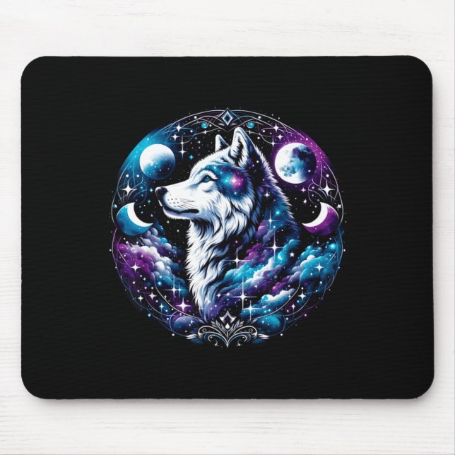 Wolf Celestial Dream Night Howling Moon Funny Wolv Mouse Mat (Front)