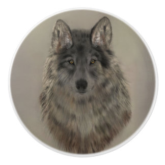 Wolf Ceramic Knob