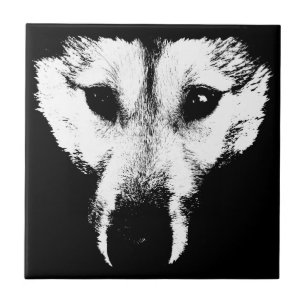 Wolf Ceramic Tile Wolf Pup Sled Dog Decor