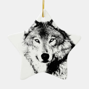 Wolf Ceramic Tree Decoration