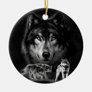 wolf ceramic tree decoration