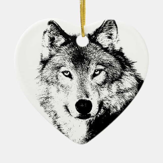 Wolf Ceramic Tree Decoration (Front)