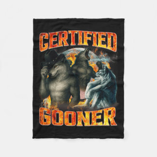 Wolf Certified Gooner Funny Bootleg Meme Dad Papa  Fleece Blanket