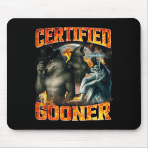 Wolf Certified Gooner Funny Bootleg Meme Dad Papa  Mouse Mat