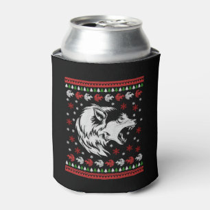 Wolf Christmas Can Cooler
