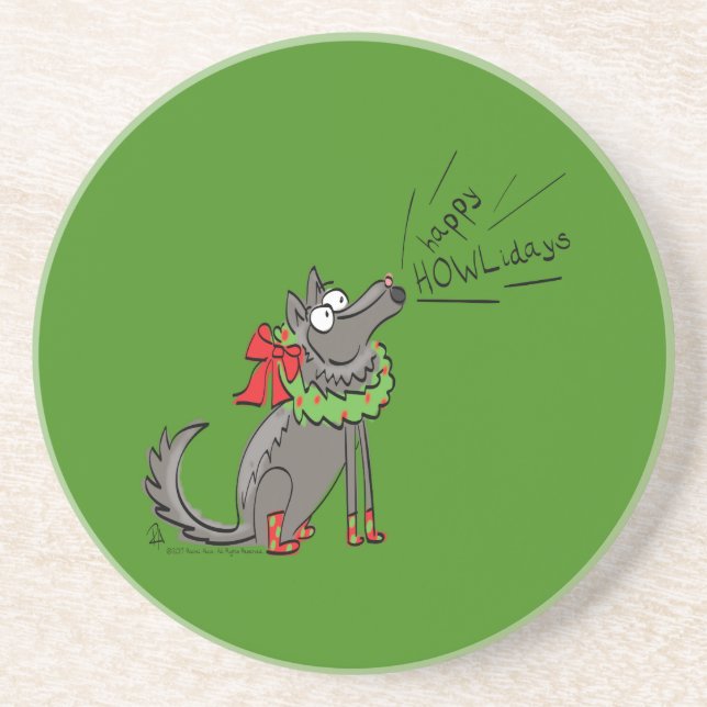 Wolf Christmas Funny Cute Kids Coaster (Front)