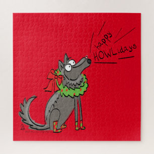 Wolf Christmas Funny Cute Kids Jigsaw Puzzle