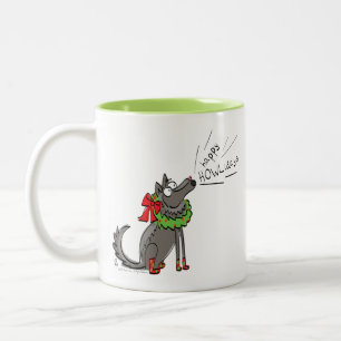 Wolf Christmas Funny Kids Cute Two-Tone Coffee Mug