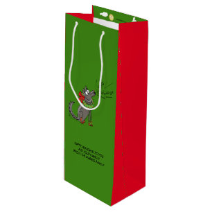 Wolf Christmas Funny Kids Cute Wine Gift Bag
