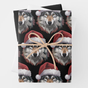 Wolf Christmas Funny Xmas Gift Animal Lovers  Wrapping Paper Sheet