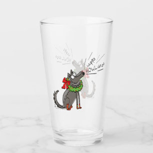 Wolf Christmas Happy Howlidays Funny Glass