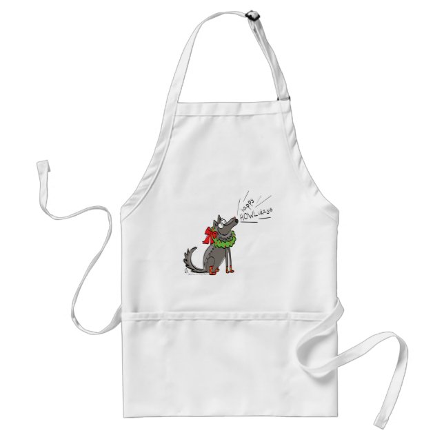 Wolf Christmas Happy Howlidays Funny Standard Apron (Front)