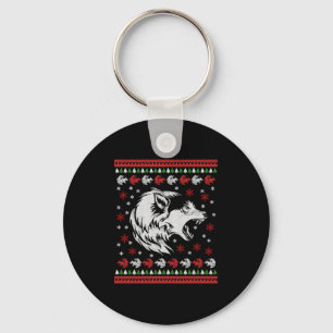 Wolf Christmas Key Ring