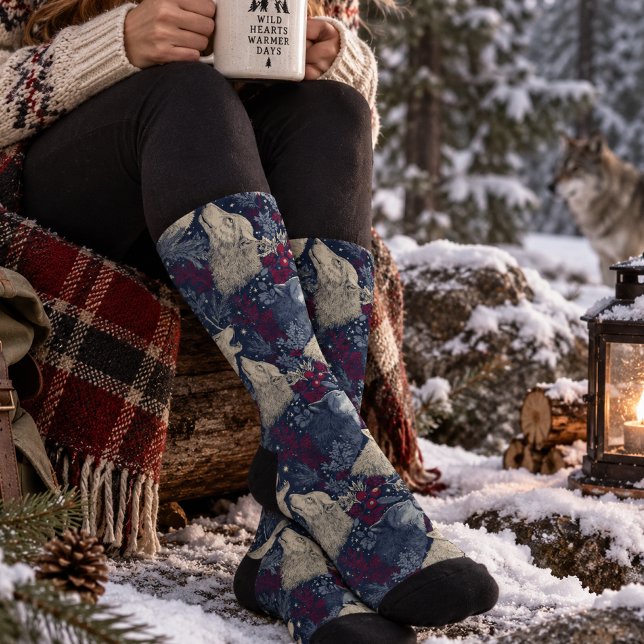 Wolf Christmas Winter Socks (Creator Uploaded)