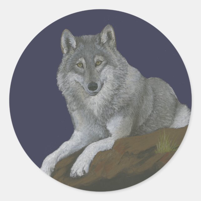 Wolf Classic Round Sticker (Front)