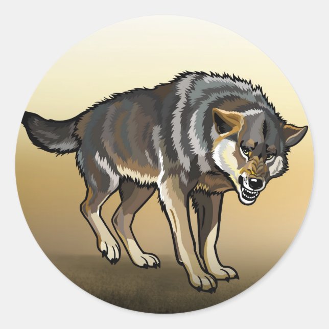 wolf classic round sticker (Front)