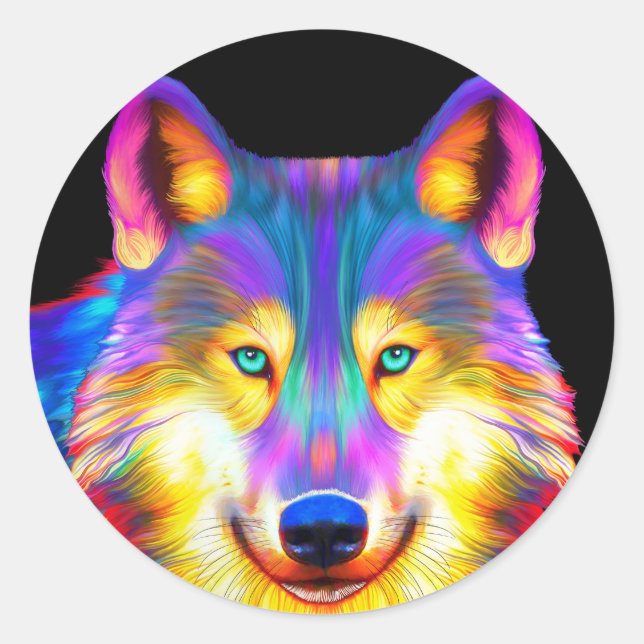 Wolf Classic Round Sticker (Front)