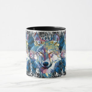 Wolf Coffee Mug - Retro Wolf Polygon