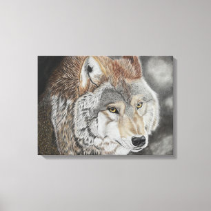 wolf color pen drawing canvas print