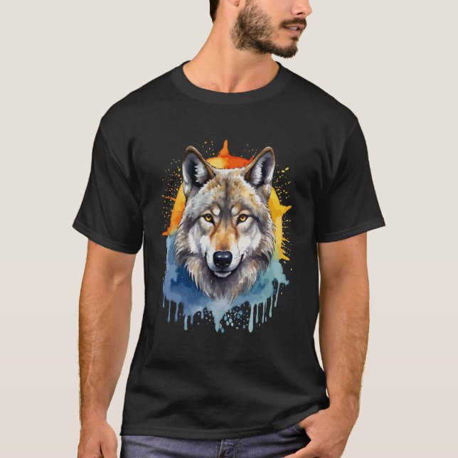 Wolf Colourful Theme T-Shirt (Front)