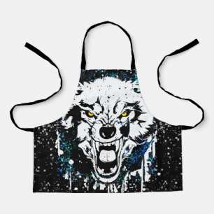 Wolf Colourful Wolf Drawing Dark Blue Apron