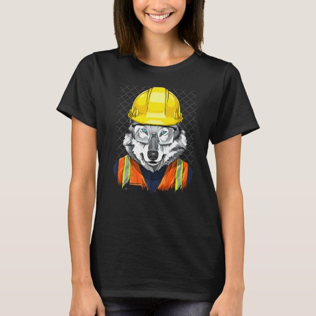 Wolf Construction Worker Wildlife Wolf Forest Anim T-Shirt (Front)