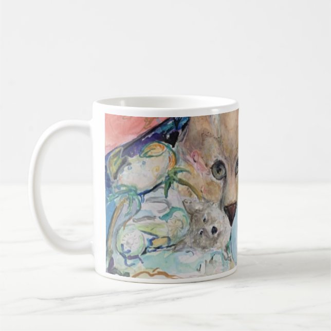 Wolf Cougar Sea Mountain Collage Maureen Girard Coffee Mug (Left)