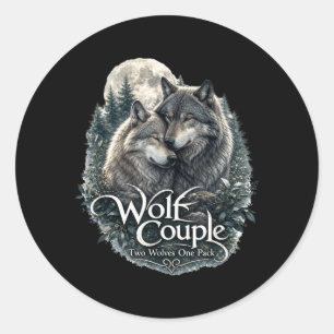 Wolf Couple Graphic Funny Wolf Lovers Wildlife Classic Round Sticker
