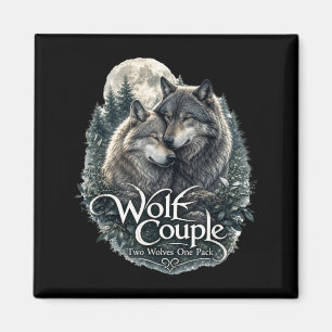 Wolf Couple Graphic Funny Wolf Lovers Wildlife Magnet