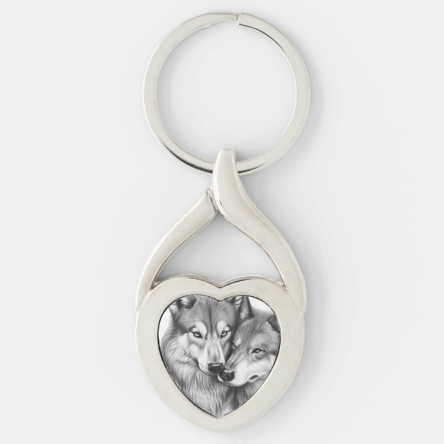 Wolf Couple Key Ring (Front)