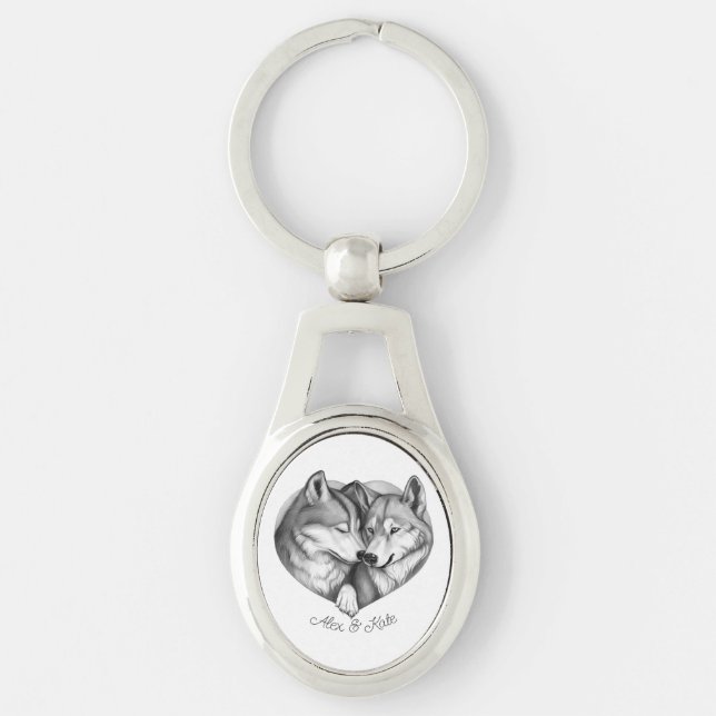 Wolf Couple Key Ring (Front)