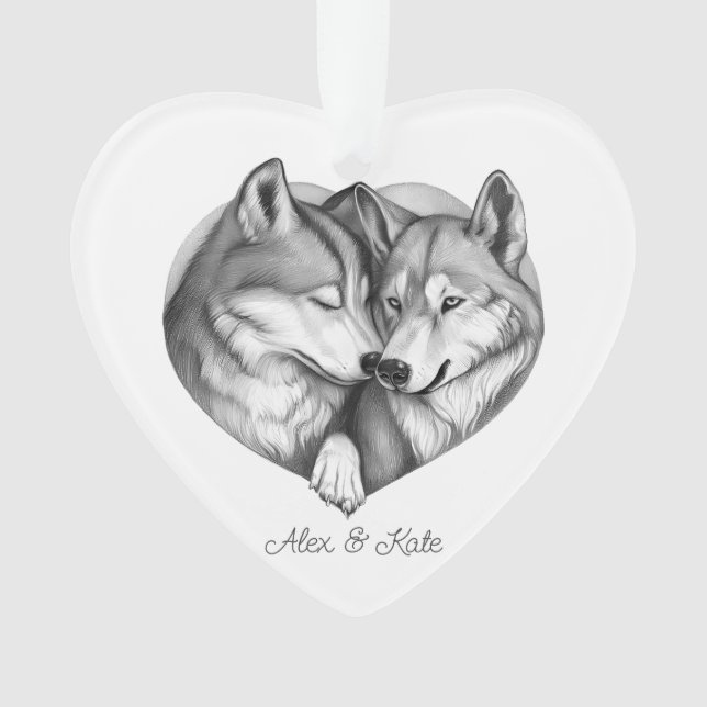 Wolf Couple Ornament (Front)