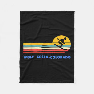 Wolf Creek Colorado Skiing Skier Ski Retro Sunset Fleece Blanket