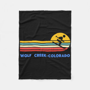 Wolf Creek Colorado Skiing Skier Ski Retro Sunset Fleece Blanket