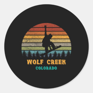 Wolf Creek Colorado Vintage Sunset Snowboarding Sn Classic Round Sticker