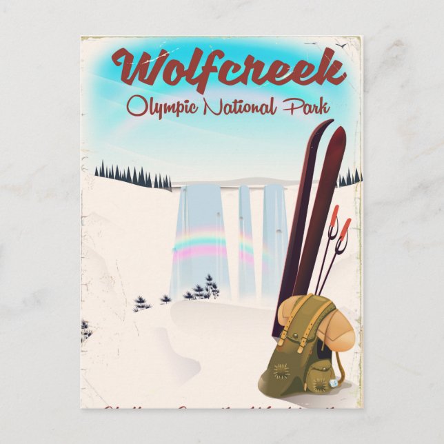 Wolf Creek Olympic National Park Travel poster. Postcard (Front)