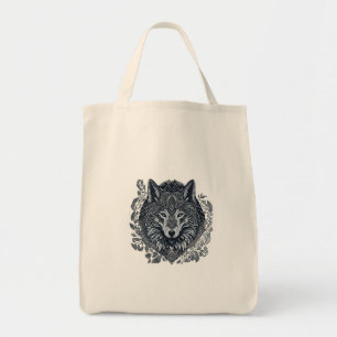 Wolf Cubism Tribal Art  Tote Bag