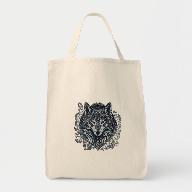 Wolf Cubism Tribal Art  Tote Bag (Front)