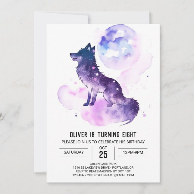 Wolf Cub's Whimsical Birthday Invitation (Front)